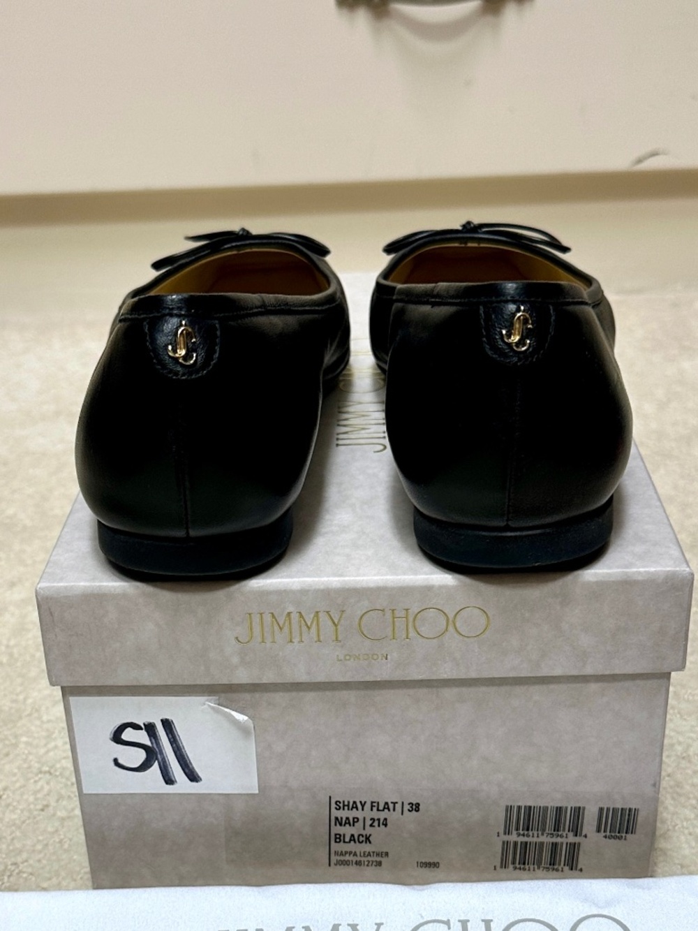 Jimmy Choo Shay flat black size 38 - Picture 4 of 5